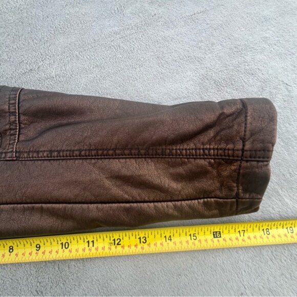 Cleo Metallic Bronze Faux Leather Moto Style Bomber Jacket - Picture 7 of 9